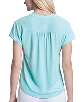 Jones New York Petite V-Neck Trimmed Top