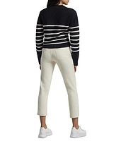 Three Dots Women's Abigail Striped Crewneck Sweater
