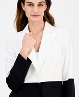 Tahari Asl Women's Color-Blocked One-Button Boyfriend Blazer