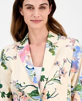 Tahari Asl Women's Floral-Print One-Button Jacket