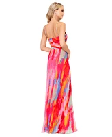 Xcsape Women's Petite Printed Halter Gown