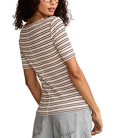 Lucky Brand Women's Ribbed Henley T-Shirt