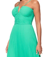 Xscape Women's V-Neck Pleated Sleeveless Gown