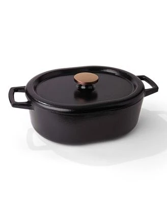 Alva Nori Enameled Cast Iron Dutch Oven With Lid Non Toxic Pfas Pfoa Ptfe Free Heavy Duty Oven Safe Naturally Nonstick Enameled Coated Cookware Stove To Table Cookware Oval Pot Black