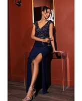 Xscape Women's Embellished V-Neck Sleeveless Gown