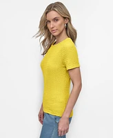 Dkny Women's Textured-Knit Short-Sleeve Crewneck Top