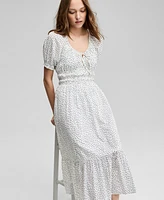 And Now This Women's Cotton Dot-Print Smocked-Waist Dress, Exclusively at Macy's