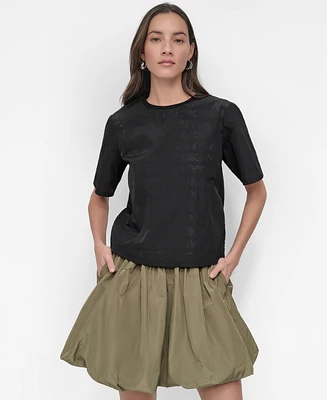 Dkny Women's Perforated-Logo Boxy Short-Sleeve Top