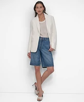 Dkny Women's Notch-Collar Split-Cuff Logo-Patch Jacket