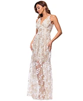 Xscape Women's Sequin Embellished V-Neck Sleeveless Gown