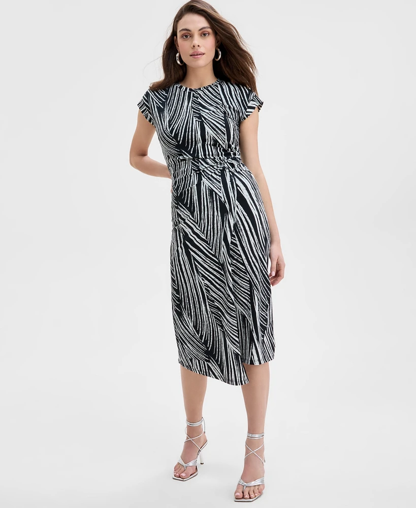 I.n.c. International Concepts Women's Printed Cotton O-Ring Wrap Dress, Exclusively at Macy's