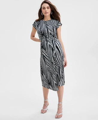 I.n.c. International Concepts Women's Printed Cotton O-Ring Wrap Dress, Exclusively at Macy's