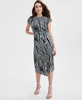 I.n.c. International Concepts Women's Printed Cotton O-Ring Wrap Dress, Exclusively at Macy's