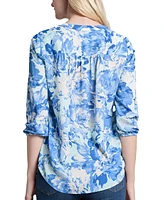 Jones New York Women's Printed V-Neck 3/4-Sleeve Tunic