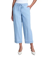 Jones New York Women's Chambray Cotton Tie-Waist Pants