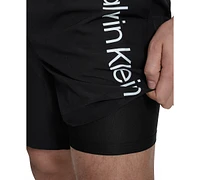 Calvin Klein Men's Regular-Fit Quick-Dry 5" Swim Trunks with Compression Short Liner