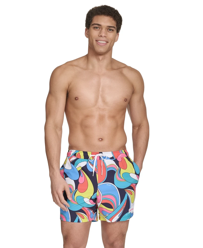 Calvin Klein Men's Core Euro Regular-Fit Quick-Dry 5" Swim Trunks with Compression Short Liner