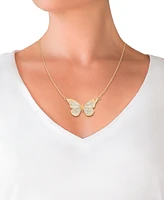 Two-Tone Butterfly Pendant Necklace in 10k Gold, 18"
