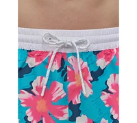 Dkny Men's Modern Euro Floral Print Performance 5" Volley Shorts