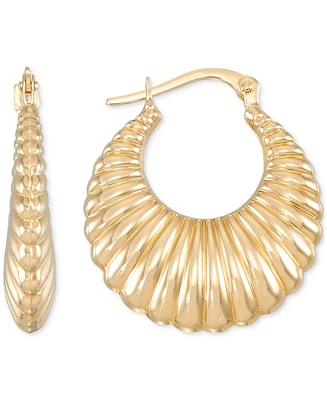 Shrimp Textured Hoop Earrings in 10k Yellow Gold