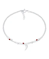 Bling Jewelry Amulet Cornicello Anklet Ankle Bracelet Red Bead Sterling Silver