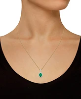 Lab-Created Emerald (1 ct. t.w.) & White Sapphire (1/6 Halo 18" Pendant Necklace 10k Gold