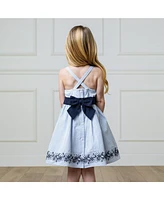 Hope & Henry Heirloom Girls' Organic Sleeveless Special Occasion Sundress with Bow Back Detail and Embroidery, Toddler