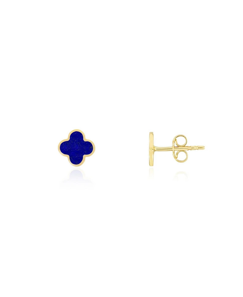 The Lovery Mini Lapis Clover Stud Earrings 14K Gold