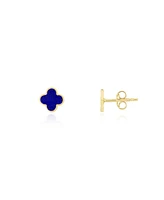 The Lovery Mini Lapis Clover Stud Earrings 14K Gold