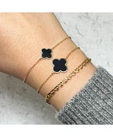 The Lovery Onyx Single Clover Bracelet 14K Gold