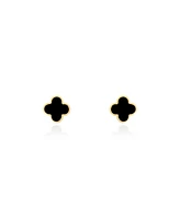 The Lovery Mini Onyx Clover Stud Earrings 14K Gold