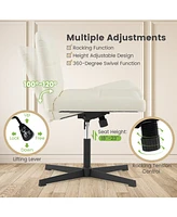 Upholstered Cross-Legged Office Chair with Oversized U-Shaped Seat Comfortable and Stylish Desk