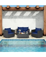 4-Piece Patio Conversation Set with Padded Cushions Comfortable and Stylish Outdoor Seating for Relaxation