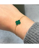 The Lovery Malachite Single Clover Bracelet 14K Gold