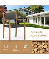 Set of 2 Stackable Outdoor Wicker Dining Chair