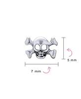 Bling Jewelry Caribbean Pirate Skull Stud Earrings , Bikers, Punk Rockers, Sterling Silver