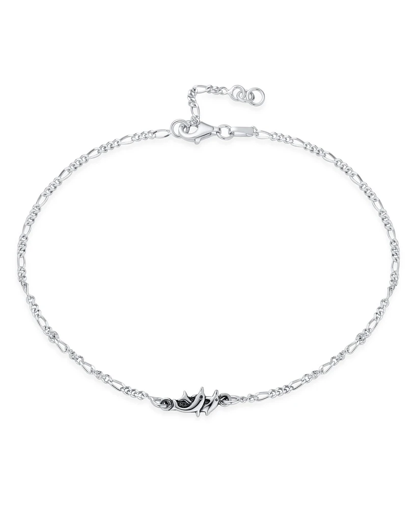 Bling Jewelry Tropical Charm Dolphins Anklet Ankle Bracelet Sterling Silver 9-10 Inch