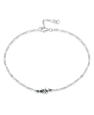 Bling Jewelry Tropical Charm Dolphins Anklet Ankle Bracelet Sterling Silver 9-10 Inch