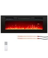 36" 5,000 Btu Electric Fireplace with Led Light Strips Remote Crystal Stones