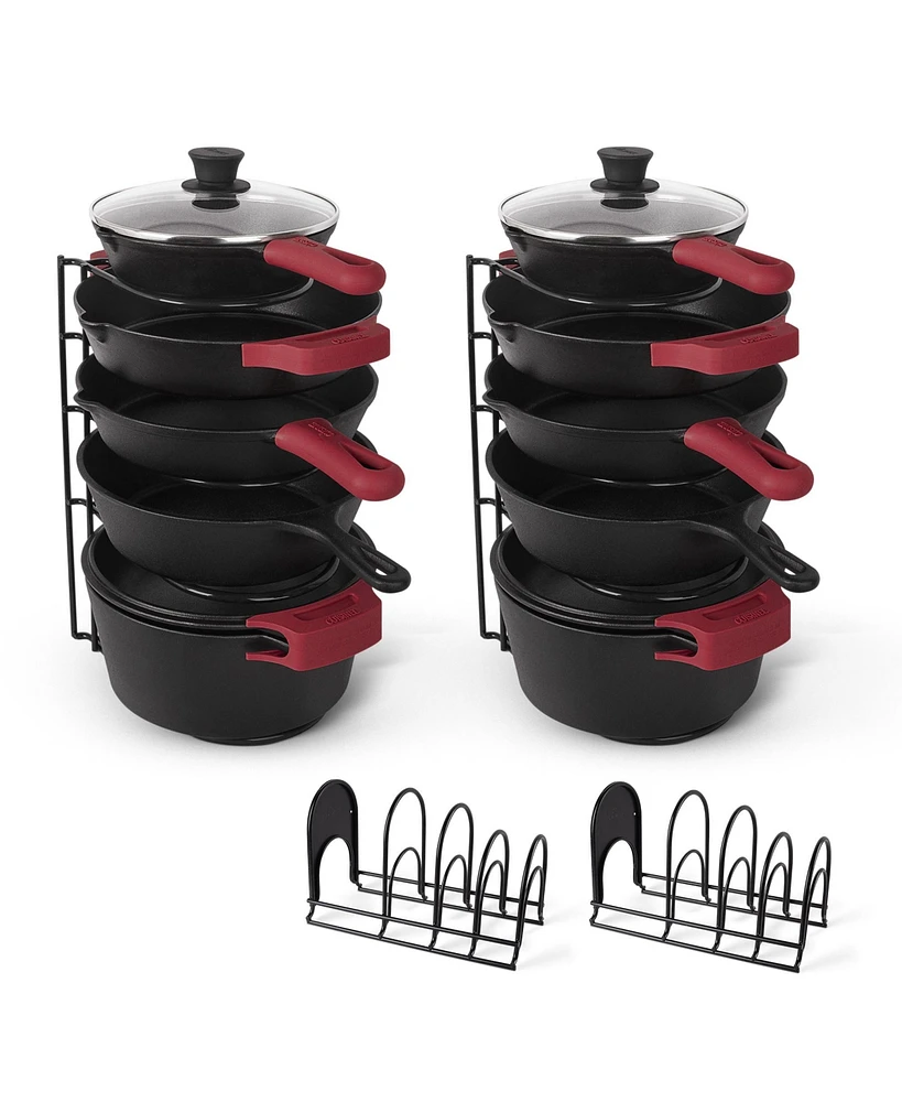 Cuisinel Pots and Pans Organizer - 15" Heavy Duty Skillet Rack - 2 Pack - Kitchen Counter/Cabinet Organization Storage