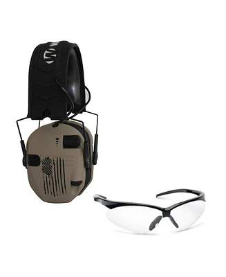 Walker's Razor Slim Electronic Shooting Range Earmuff (Us Flag) and Glasses Kit