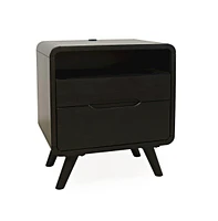 Marlowe Mid-Century Modern 25" Curved Nightstand with Usb Charging