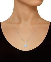 Lab-Created Ruby (1-1/4 ct. t.w.) & White Sapphire (1/6 Oval Halo 18" Pendant Necklace 10k Gold (Also Additional Gem