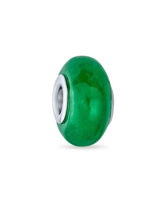 Bling Jewelry Dyed Green Jade Charm Bead Sterling Silver European Bracelet