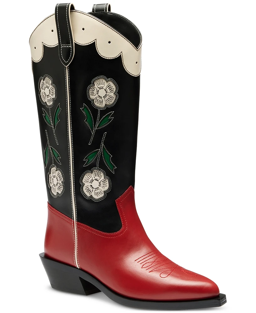 Coach Women's Aria Leather Tall Cowboy Boots