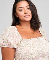 And Now This Trendy Plus Printed Puff-Sleeve Maxi Dress, Exclusively at Macy's