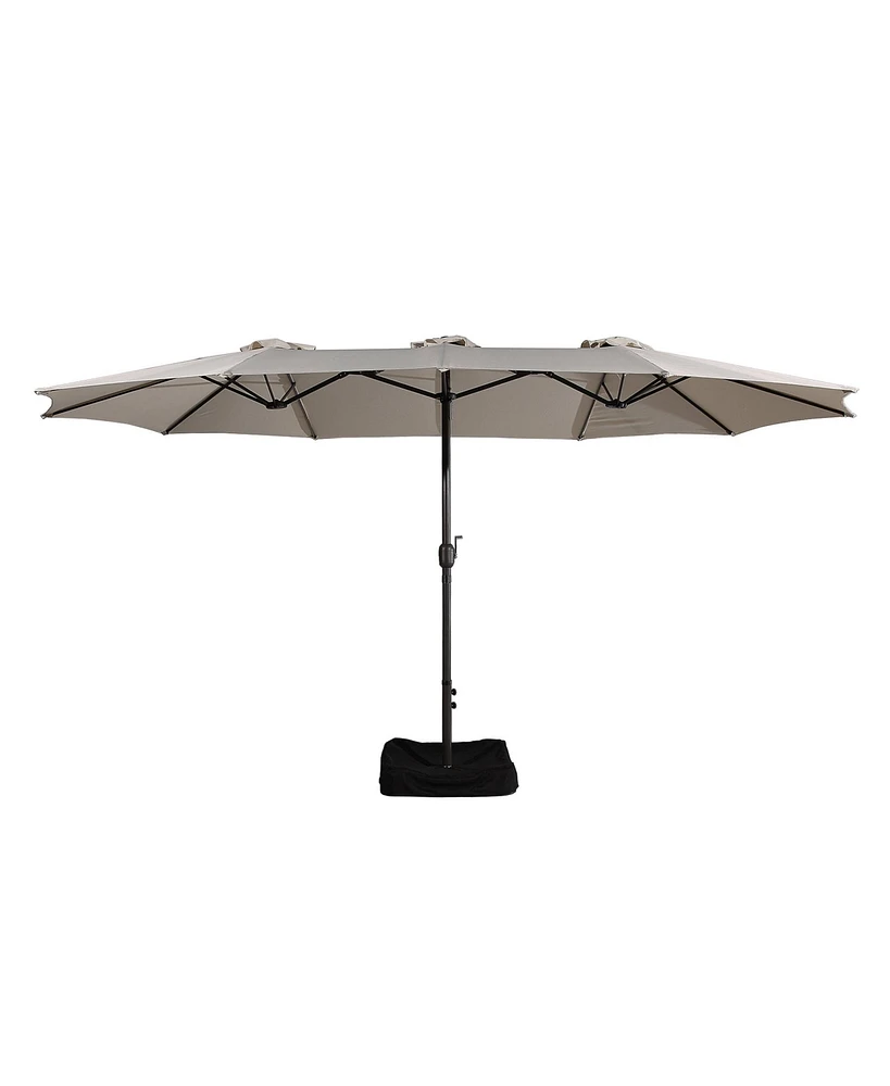 15 Ft Patio Umbrella with Base Included Outdoor Double-sided Extra Large Table Market