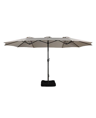 15 Ft Patio Umbrella with Base Included Outdoor Double-sided Extra Large Table Market