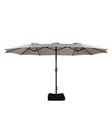 15 Ft Patio Umbrella with Base Included Outdoor Double-sided Extra Large Table Market