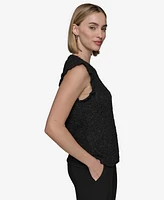 Karl Lagerfeld Paris Women's Textured Cap-Sleeve Top
